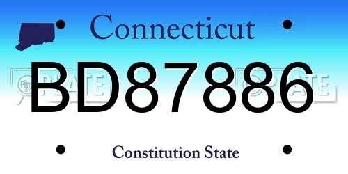 BD87886 Connecticut License Plate
