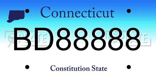 BD88888 Connecticut License Plate
