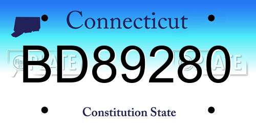 BD89280 Connecticut License Plate
