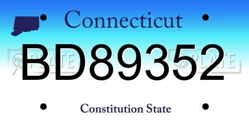 BD89352 Connecticut License Plate