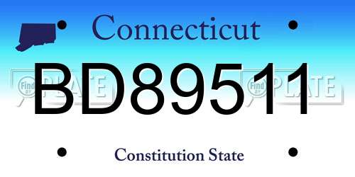 BD89511 Connecticut License Plate