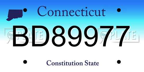 BD89977 Connecticut License Plate