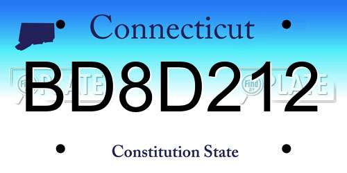 BD8D212 Connecticut License Plate