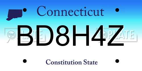 BD8H4Z Connecticut License Plate
