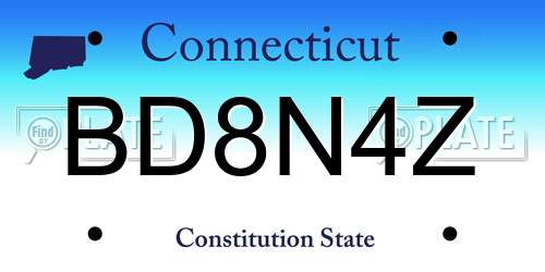 BD8N4Z Connecticut License Plate