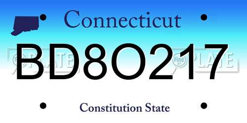 BD8O217 Connecticut License Plate