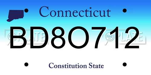 BD8O712 Connecticut License Plate