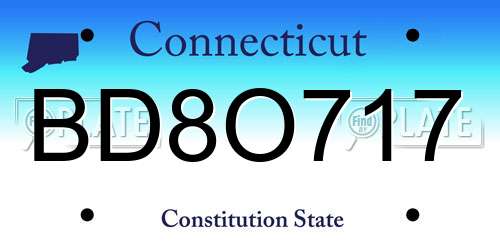 BD8O717 Connecticut License Plate