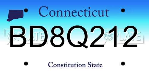 BD8Q212 Connecticut License Plate