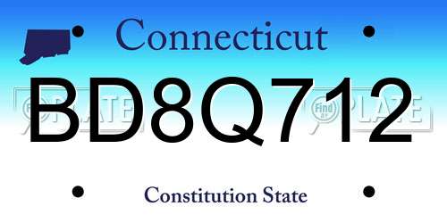 BD8Q712 Connecticut License Plate