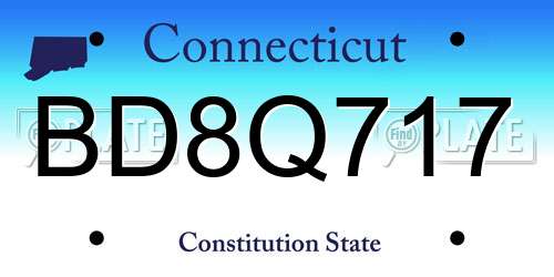 BD8Q717 Connecticut License Plate