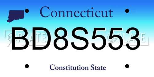 BD8S553 Connecticut License Plate