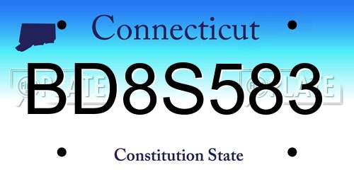 BD8S583 Connecticut License Plate