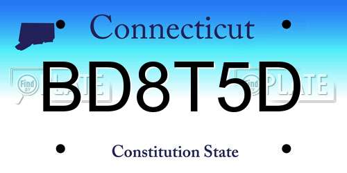 BD8T5D Connecticut License Plate
