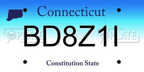 BD8Z1I Connecticut License Plate