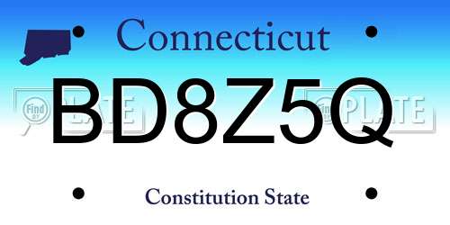 BD8Z5Q Connecticut License Plate