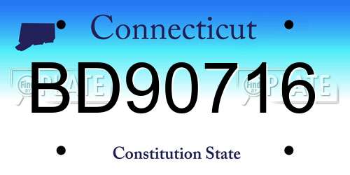 BD90716 Connecticut License Plate