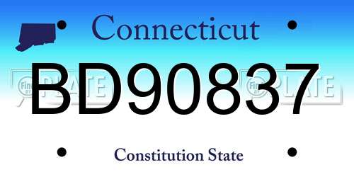 BD90837 Connecticut License Plate