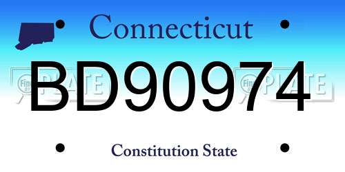 BD90974 Connecticut License Plate