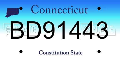 BD91443 Connecticut License Plate