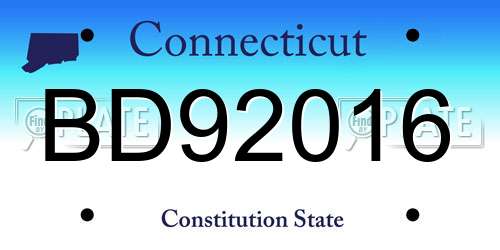 BD92016 Connecticut License Plate