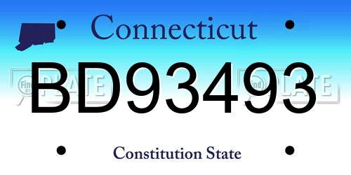 BD93493 Connecticut License Plate