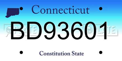 BD93601 Connecticut License Plate