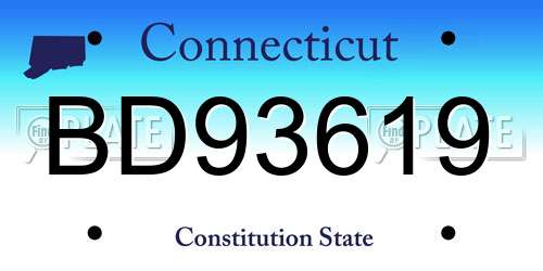 BD93619 Connecticut License Plate