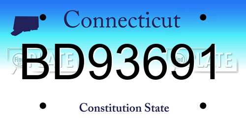 BD93691 Connecticut License Plate