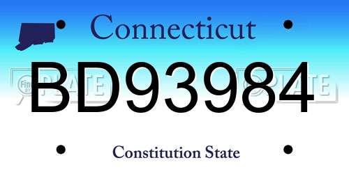 BD93984 Connecticut License Plate