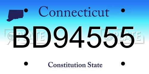 BD94555 Connecticut License Plate
