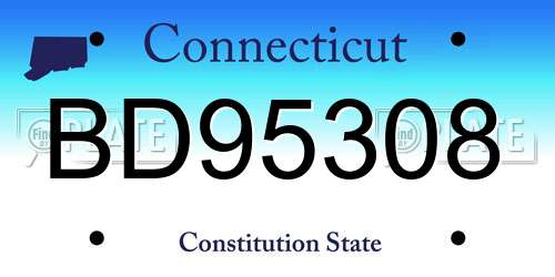 BD95308 Connecticut License Plate