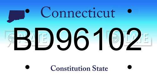 BD96102 Connecticut License Plate