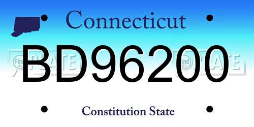 BD96200 Connecticut License Plate