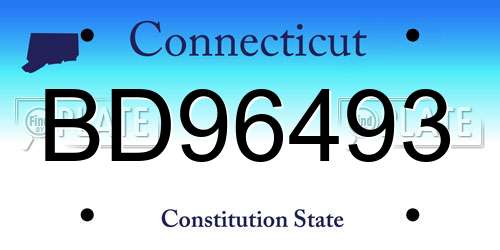 BD96493 Connecticut License Plate