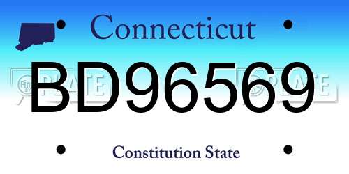 BD96569 Connecticut License Plate