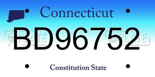 BD96752 Connecticut License Plate