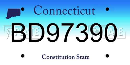 BD97390 Connecticut License Plate