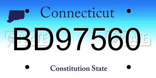 BD97560 Connecticut License Plate