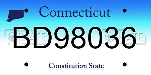 BD98036 Connecticut License Plate