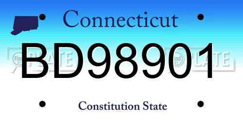 BD98901 Connecticut License Plate
