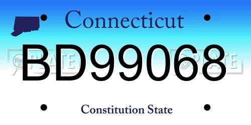 BD99068 Connecticut License Plate
