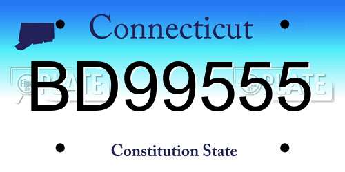 BD99555 Connecticut License Plate