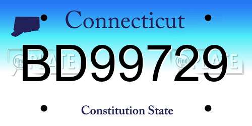 BD99729 Connecticut License Plate