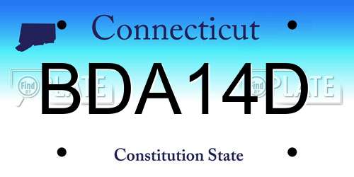 BDA14D Connecticut License Plate