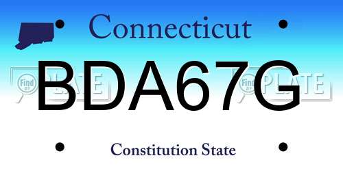 BDA67G Connecticut License Plate