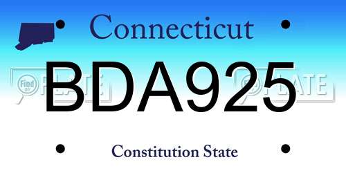 BDA925 Connecticut License Plate