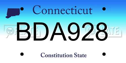 BDA928 Connecticut License Plate