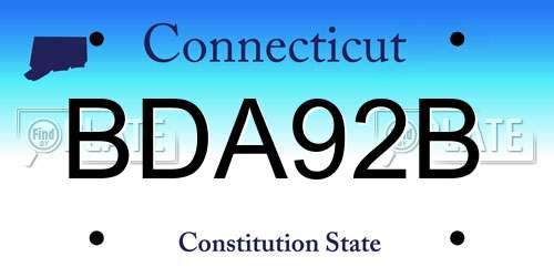 BDA92B Connecticut License Plate