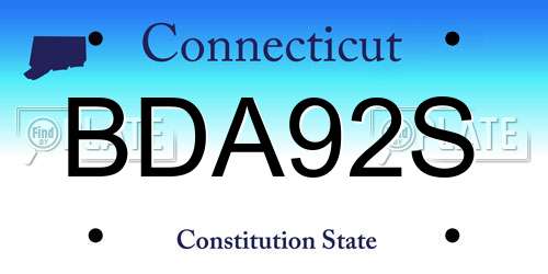 BDA92S Connecticut License Plate